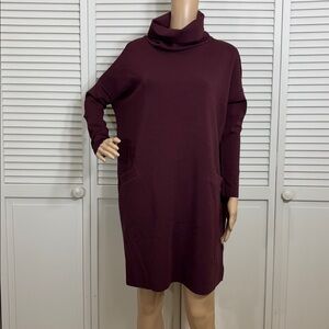 Hatch Maternity Long Sleeves Tunic Dress in Burgundy Petite XS/Small